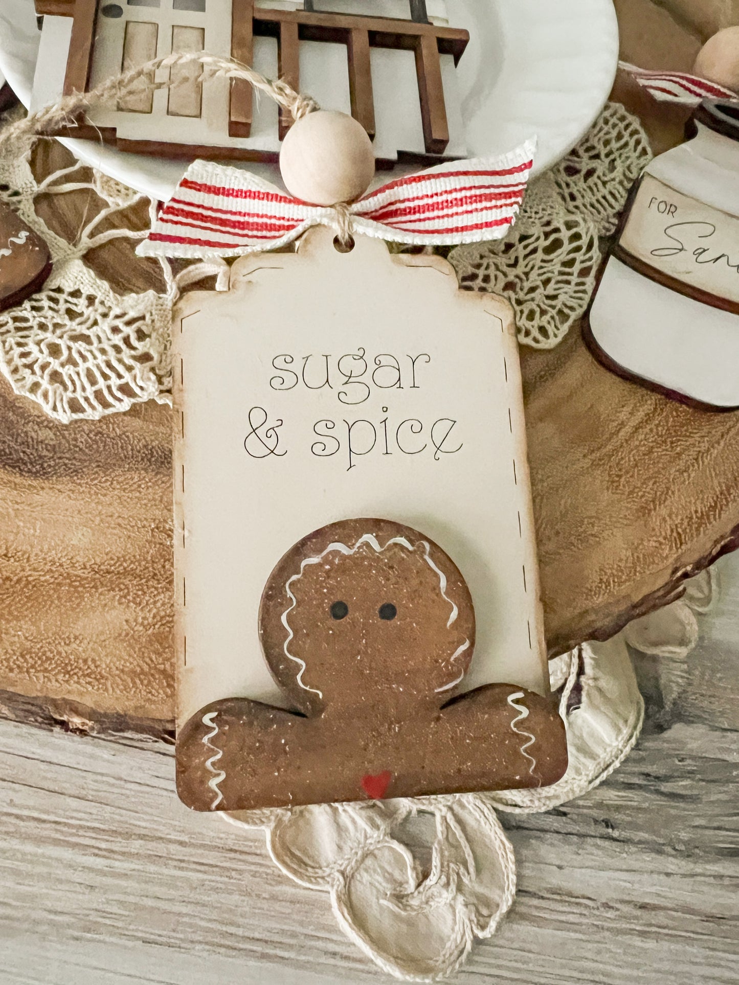 Gingerbread Bakery 3D Bundle of 4 Christmas Ornament set - DIY Kit - Wood Blank Only - No paints included