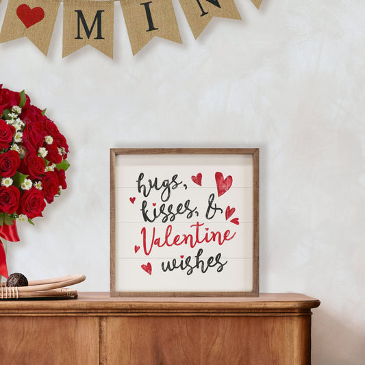 Hugs Kisses And Valentine Wishes White