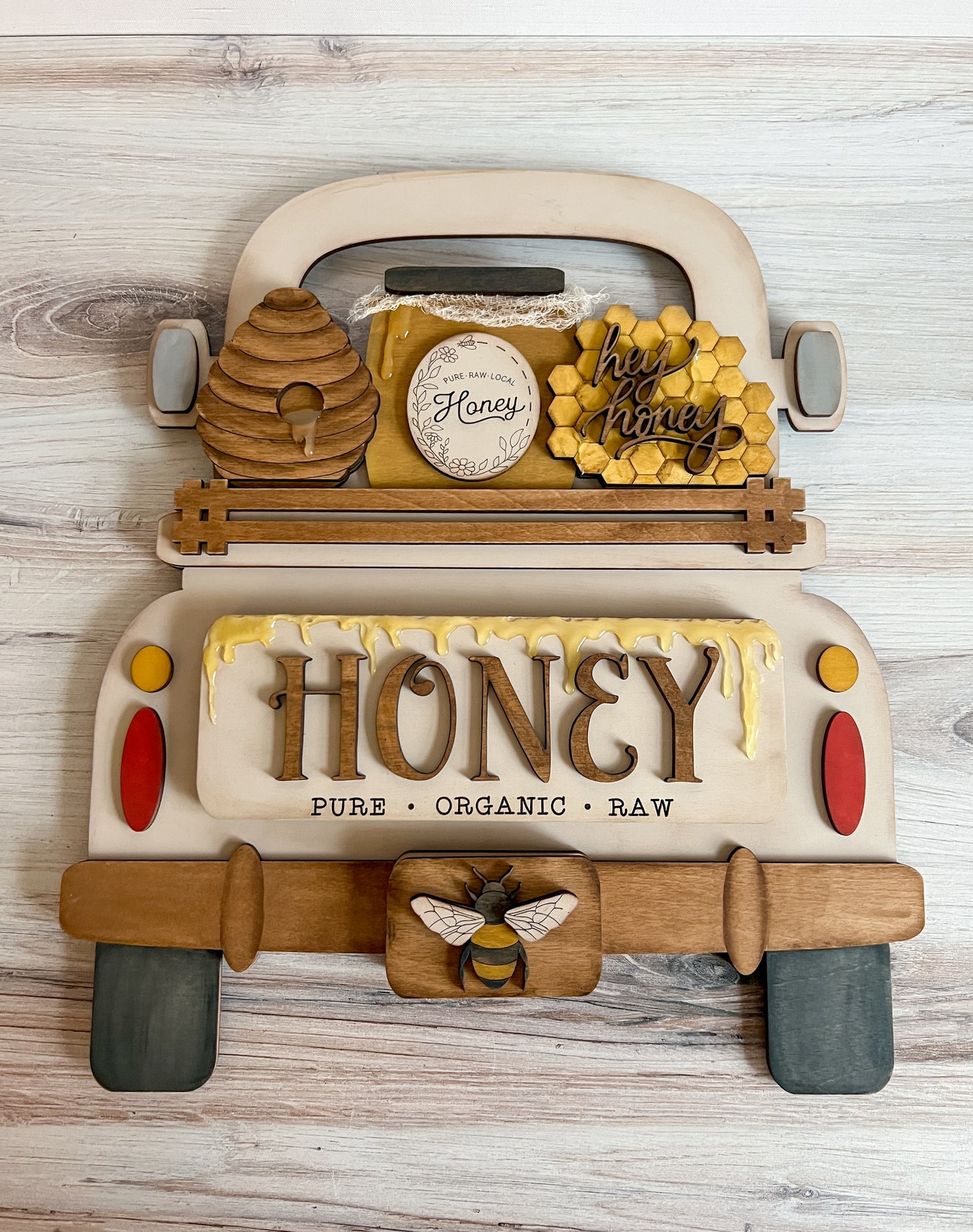 Hey Honey Bee- ADD ON for Interchangeable Rustic Truck/Basket - FINISHED PRODUCT