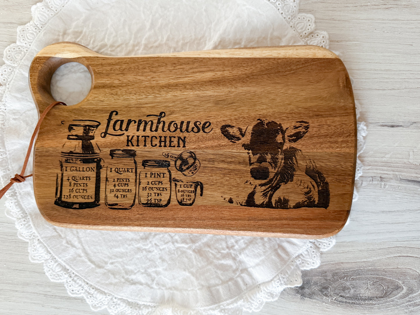 Farmhouse Calf engraved Wooden cutting Board