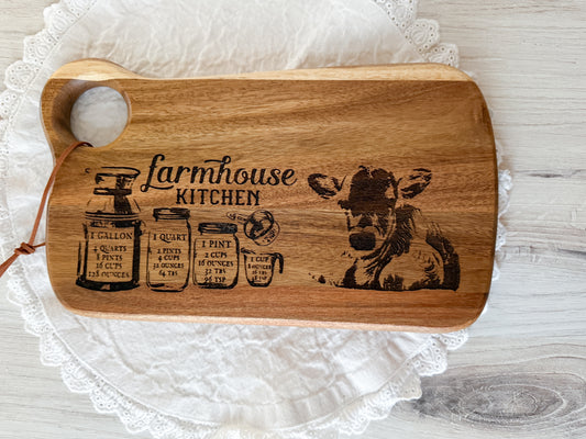 Farmhouse Calf engraved Wooden cutting Board
