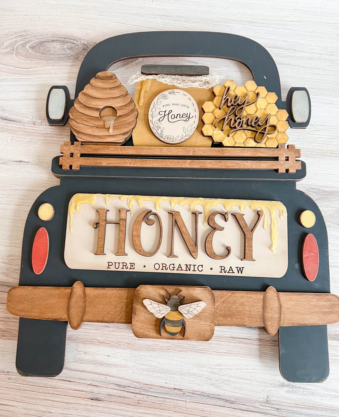 Hey Honey Bee- ADD ON for Interchangeable Rustic Truck/Basket - FINISHED PRODUCT
