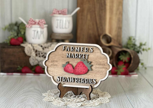 Farm Fresh Strawberry 3D Wood Sign