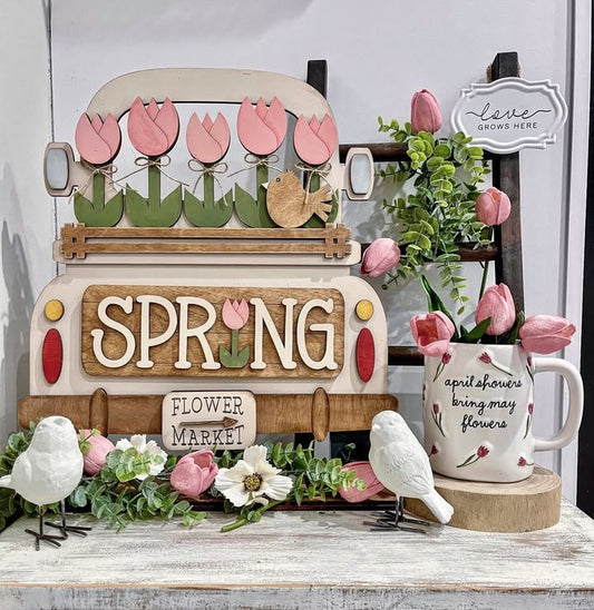 Spring Tulip Market - ADD ON for Interchangeable Rustic Truck - FINISHED PRODUCT