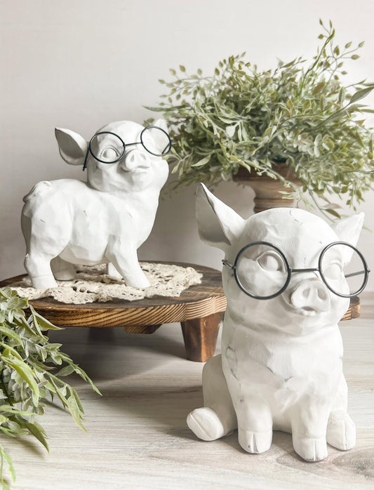 Farmhouse Pig with glasses 6.5"