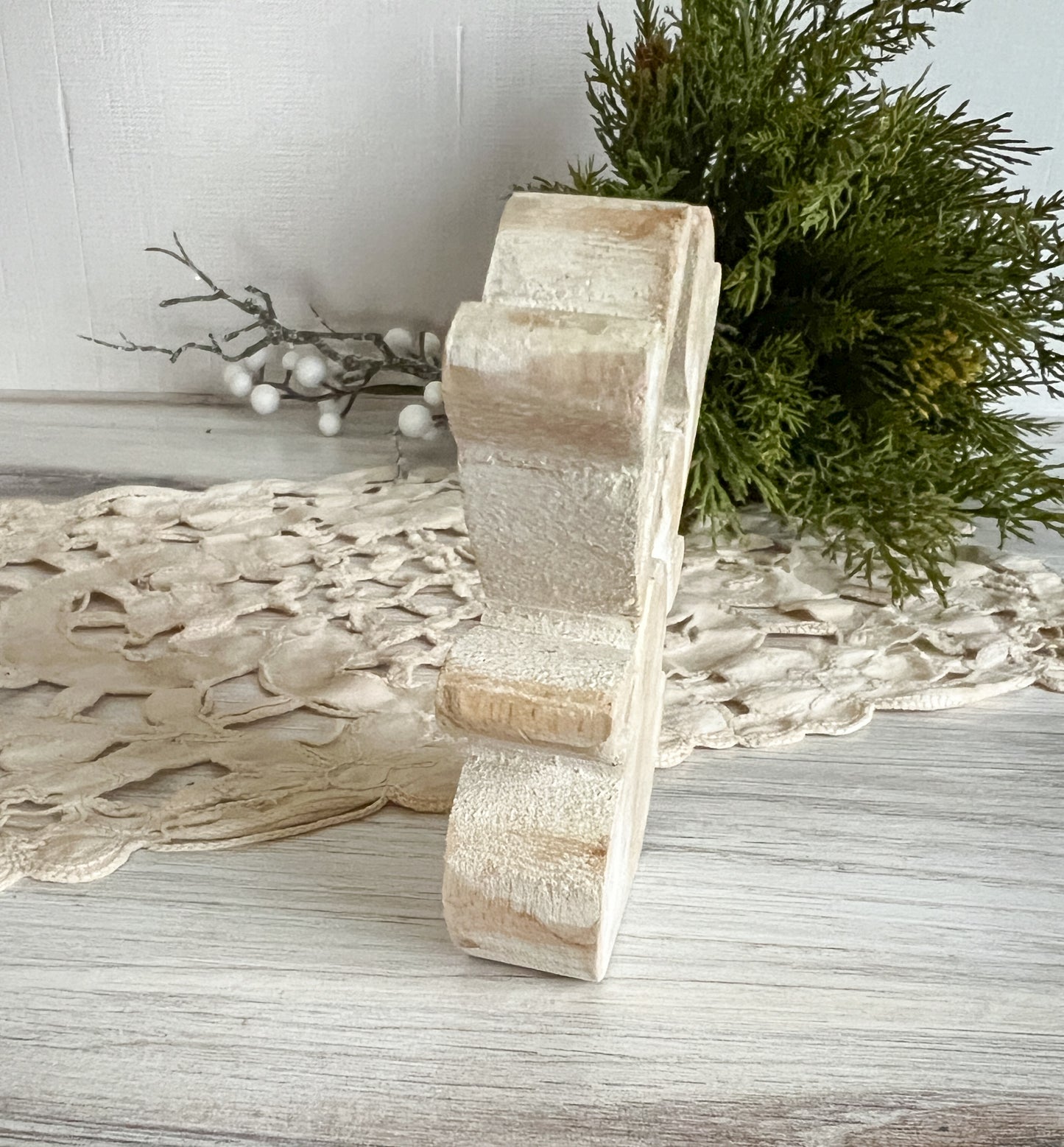Whitewash Mango Wood Moose Head Blocky Shelf Sitter