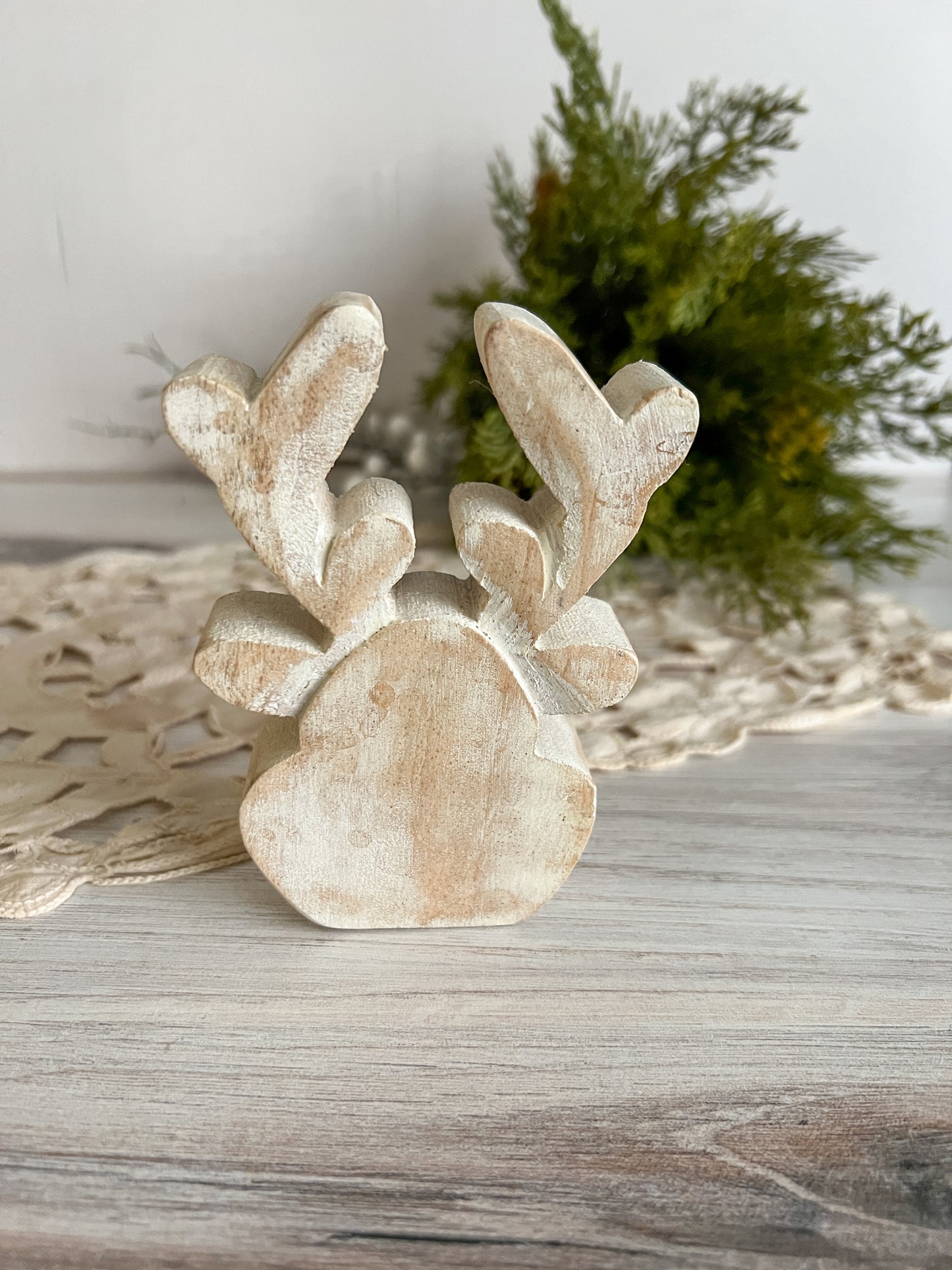 Whitewash Mango Wood Moose Head Blocky Shelf Sitter