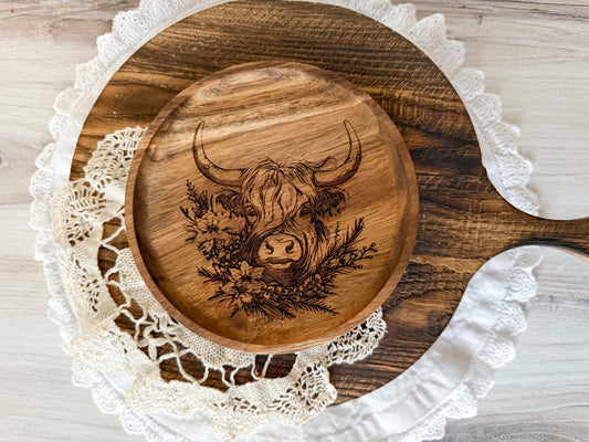 Highland Cow Wooden engraved Trivet