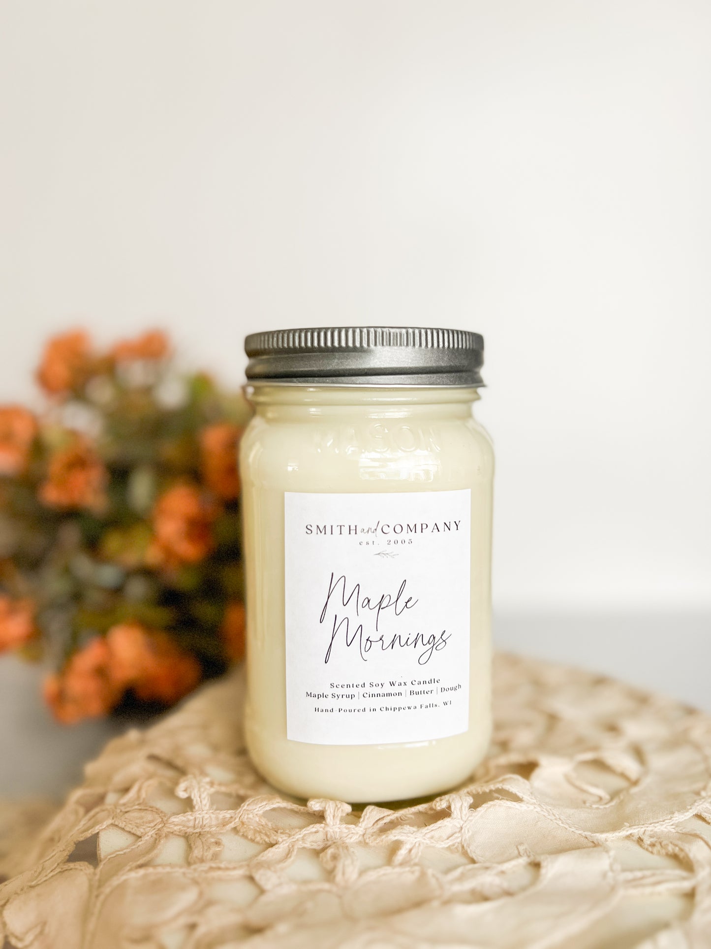 Maple Mornings Mason Jar Soy Candle 16 oz
