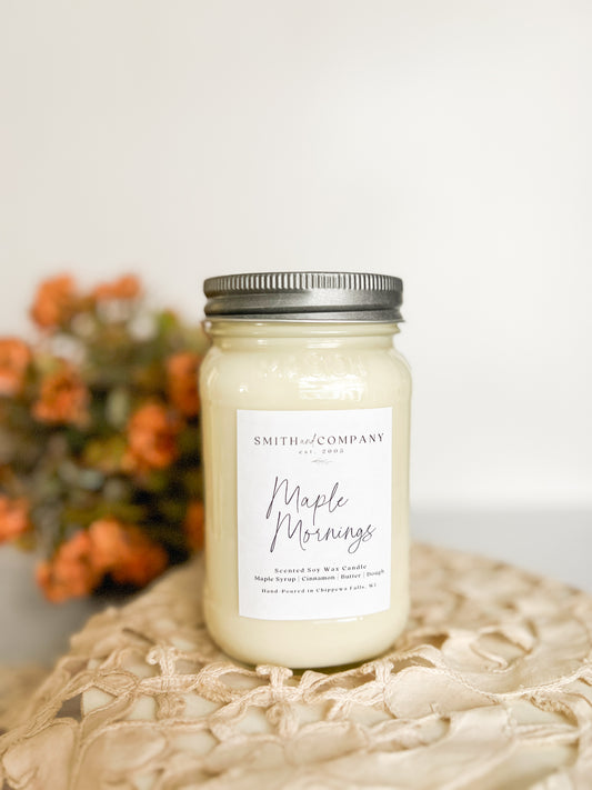 Maple Mornings Mason Jar Soy Candle 16 oz
