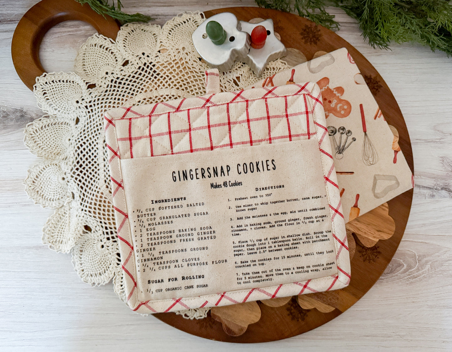 Gingersnap Cookies pot holder & Tea towel
