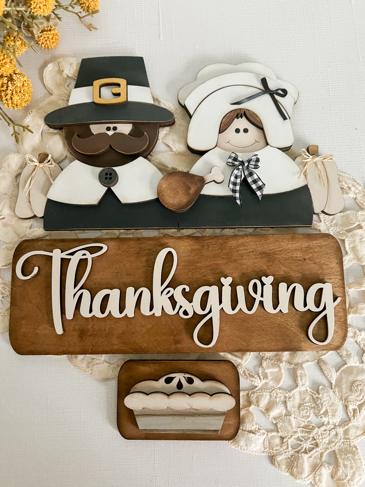 Thanksgiving Pilgrims & Pumpkins - ADD ON for Interchangeable Rustic Truck - FINISHED PRODUCT