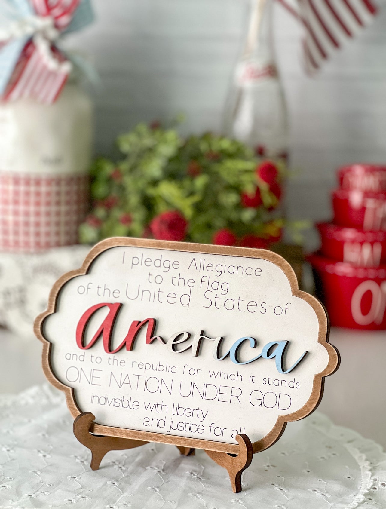 Patriotic Pledge of Allegiance 3D Wood Sign