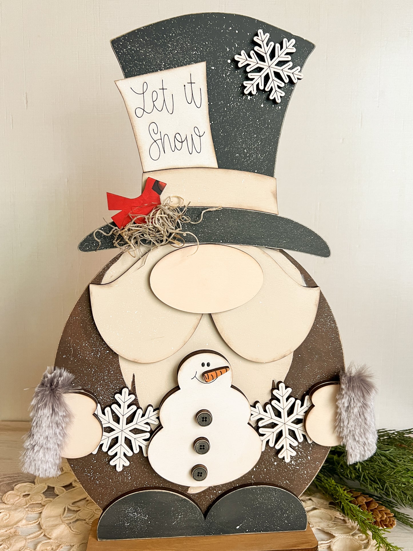 Let it Snow Winter Cardinal Gnome Shelf Sitter - DIY HOME KIT - NO PAINT INCLUDED
