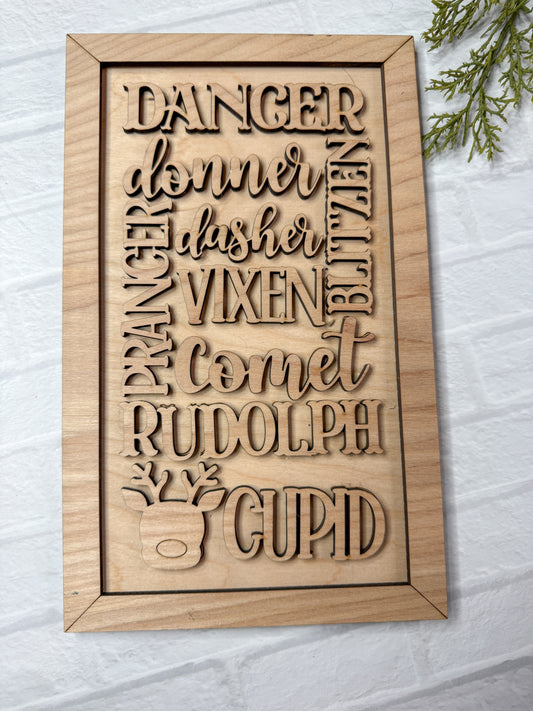 Reindeer Names 3D Sign - DIY HOME KIT - NO PAINT INCLUDED