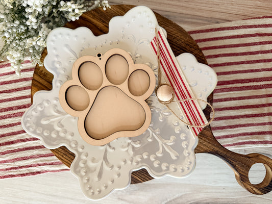 Dog or Cat Paw Christmas Ornament -DIY Kit - Wood Blank Only - No Paint Included