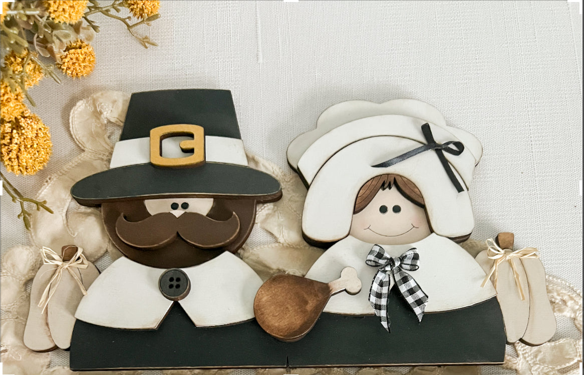 Thanksgiving Pilgrims & Pumpkins - ADD ON for Interchangeable Rustic Truck - FINISHED PRODUCT