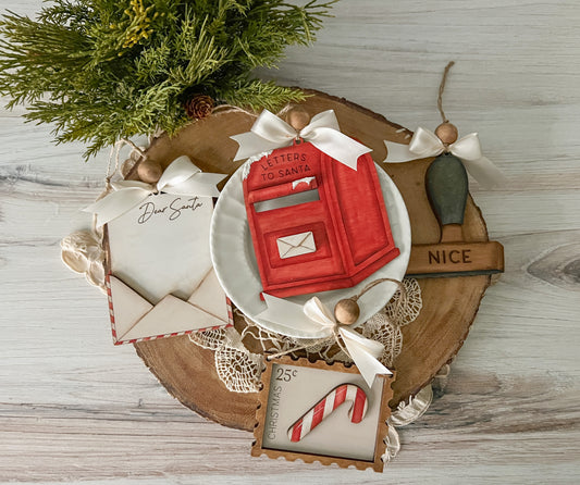Santa’s Letters 3D Bundle of 4 Christmas Ornament Set - DIY Kit - Wood Blank Only - No Paint Included