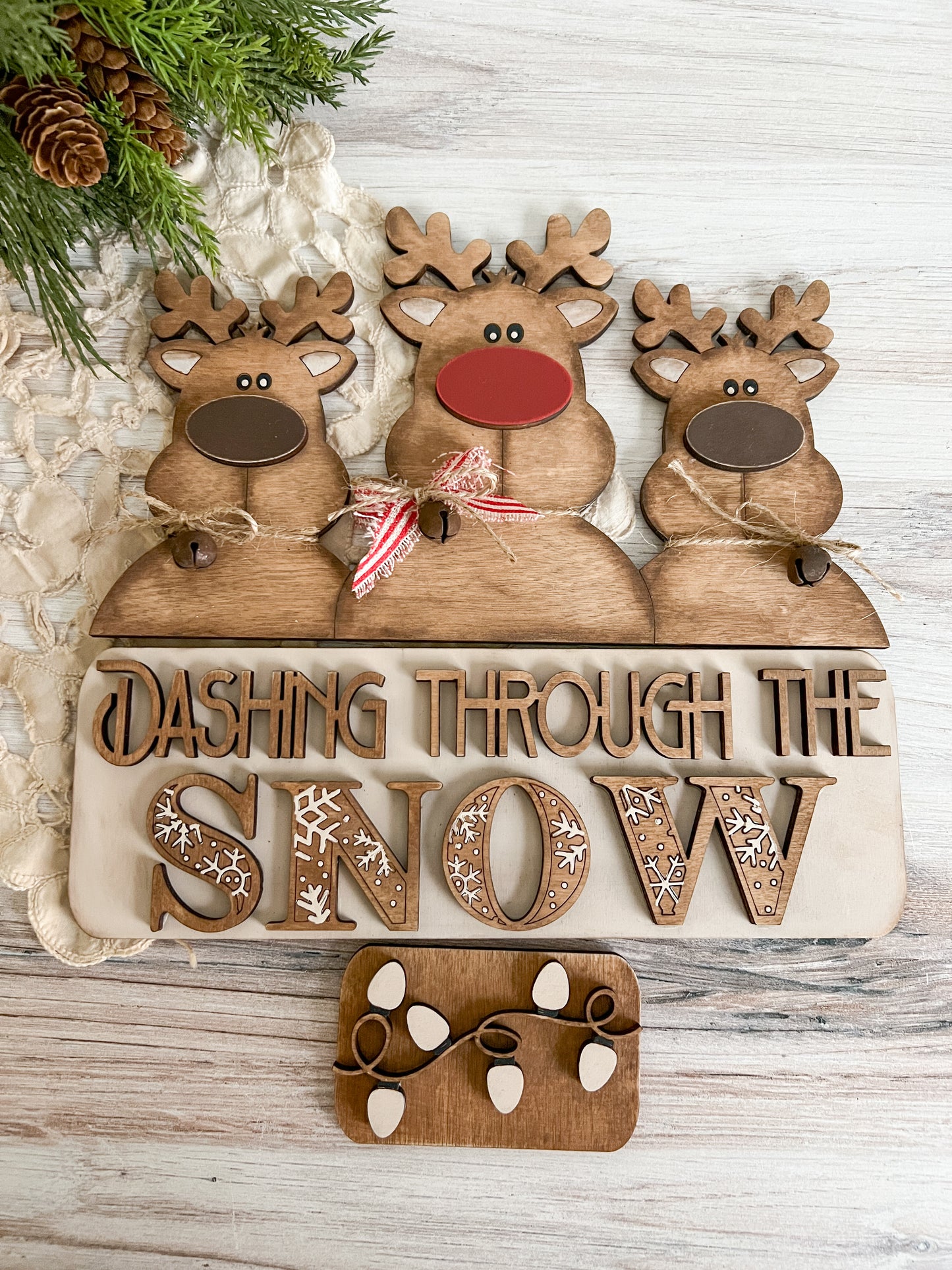Reindeer - Dashing through snow - ADD ON for Interchangeable Rustic Truck/Basket - DIY HOME KIT - NO PAINT INCLUDED