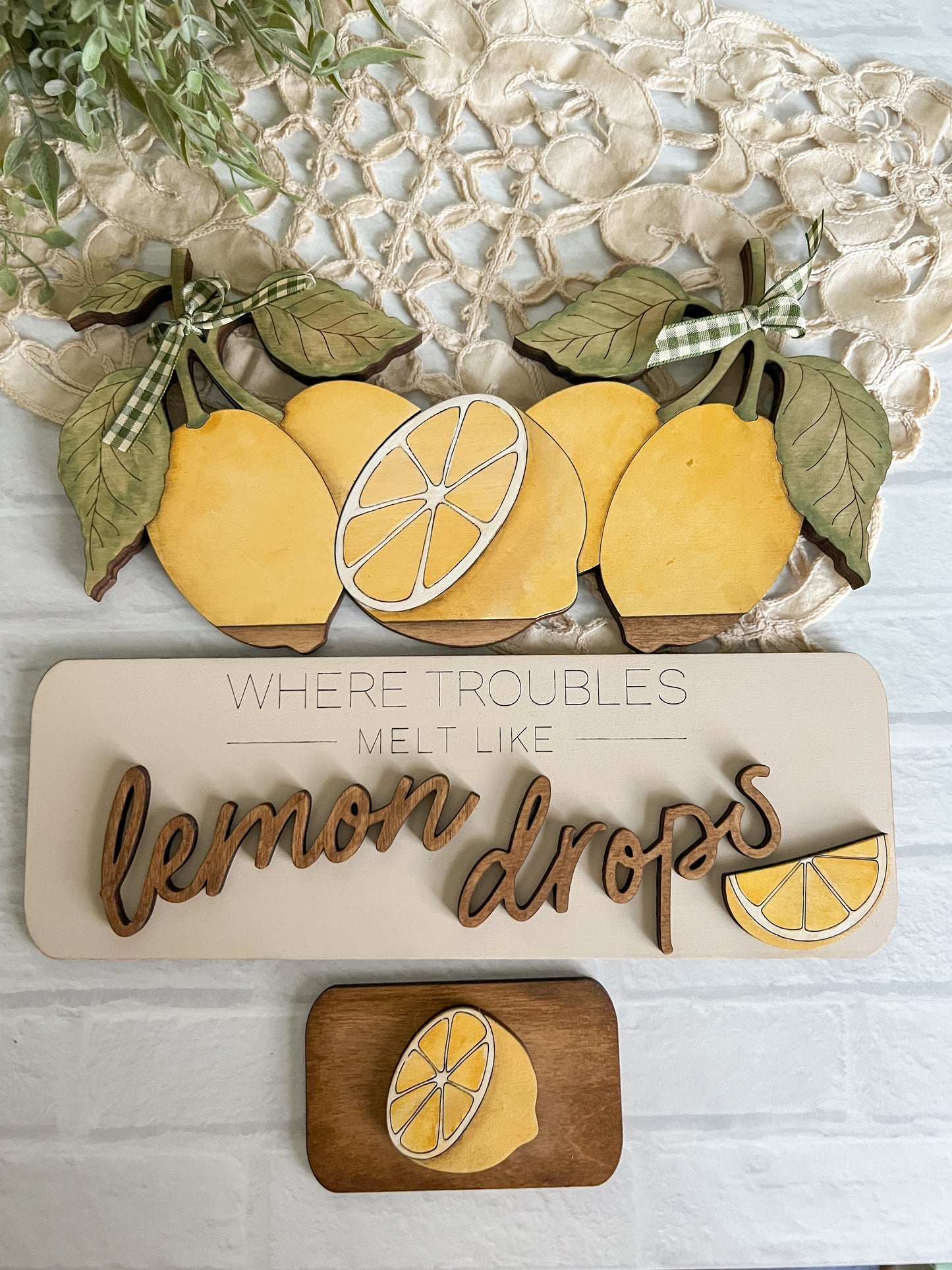 Troubles melt like LEMON drops - ADD ON for Interchangeable Rustic Truck - DIY HOME KIT - NO PAINT INCLUDED