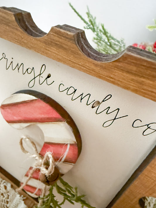 *OOPSIE* Kringle Co. Candy Cane 3D postage stamp wood sign