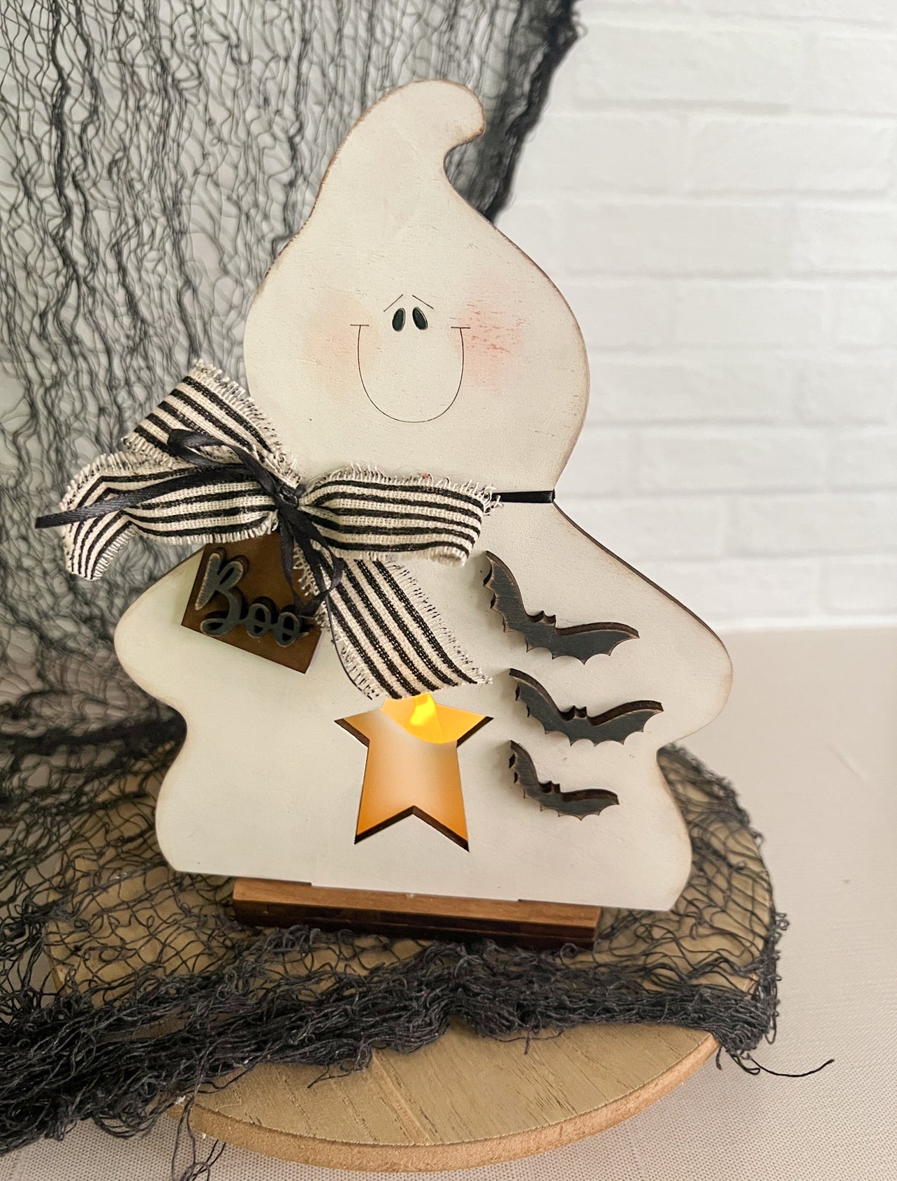 Boo Ghost Tea Light Votive Shelf Sitter - FINISHED Product