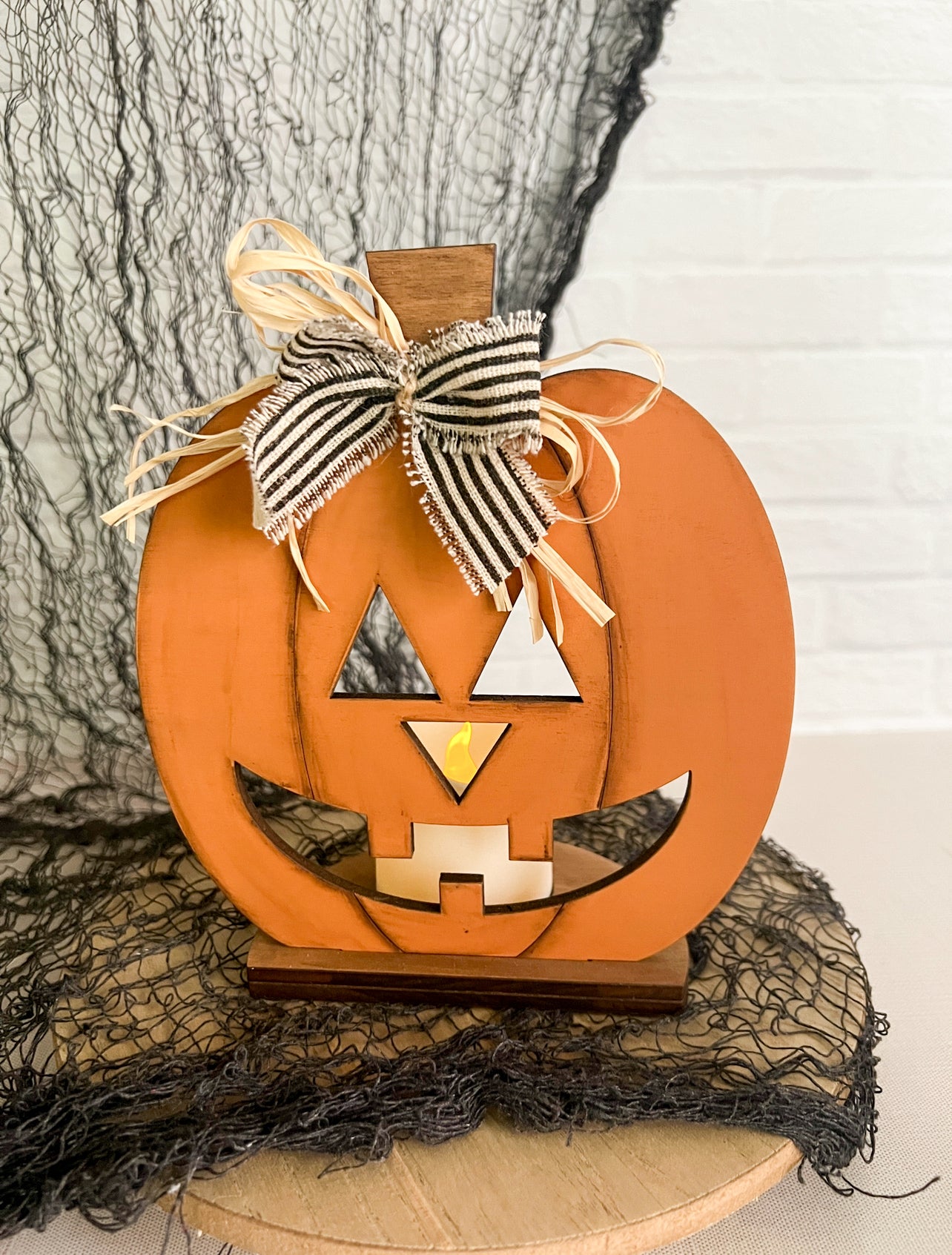 Jack-O-Lantern Tealight Votive holder Shelf Sitter - FINISHED Product