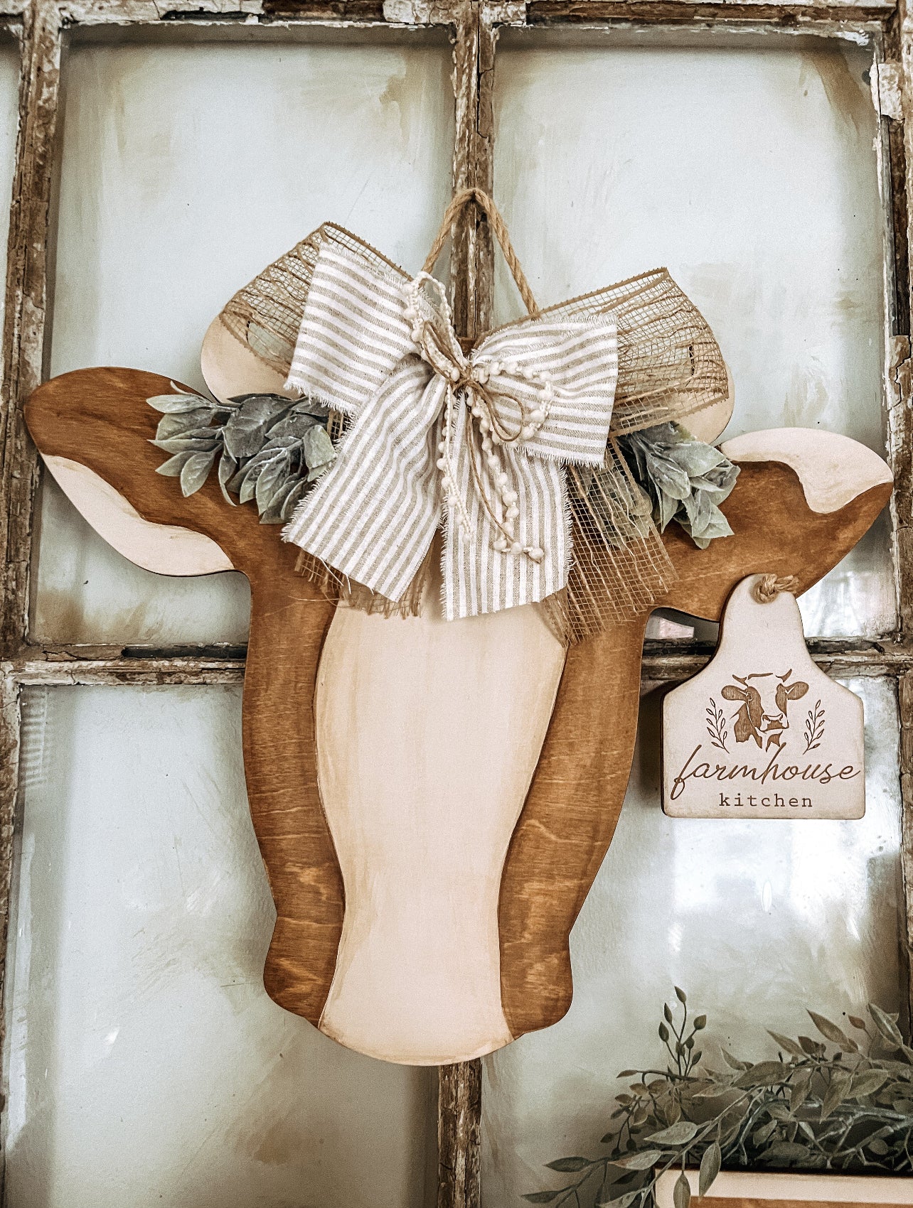 Farmhouse Cow Door Hanger DIY Home Kit - WOOD BLANK ONLY - NO PAINT/GLUE INCLUDED