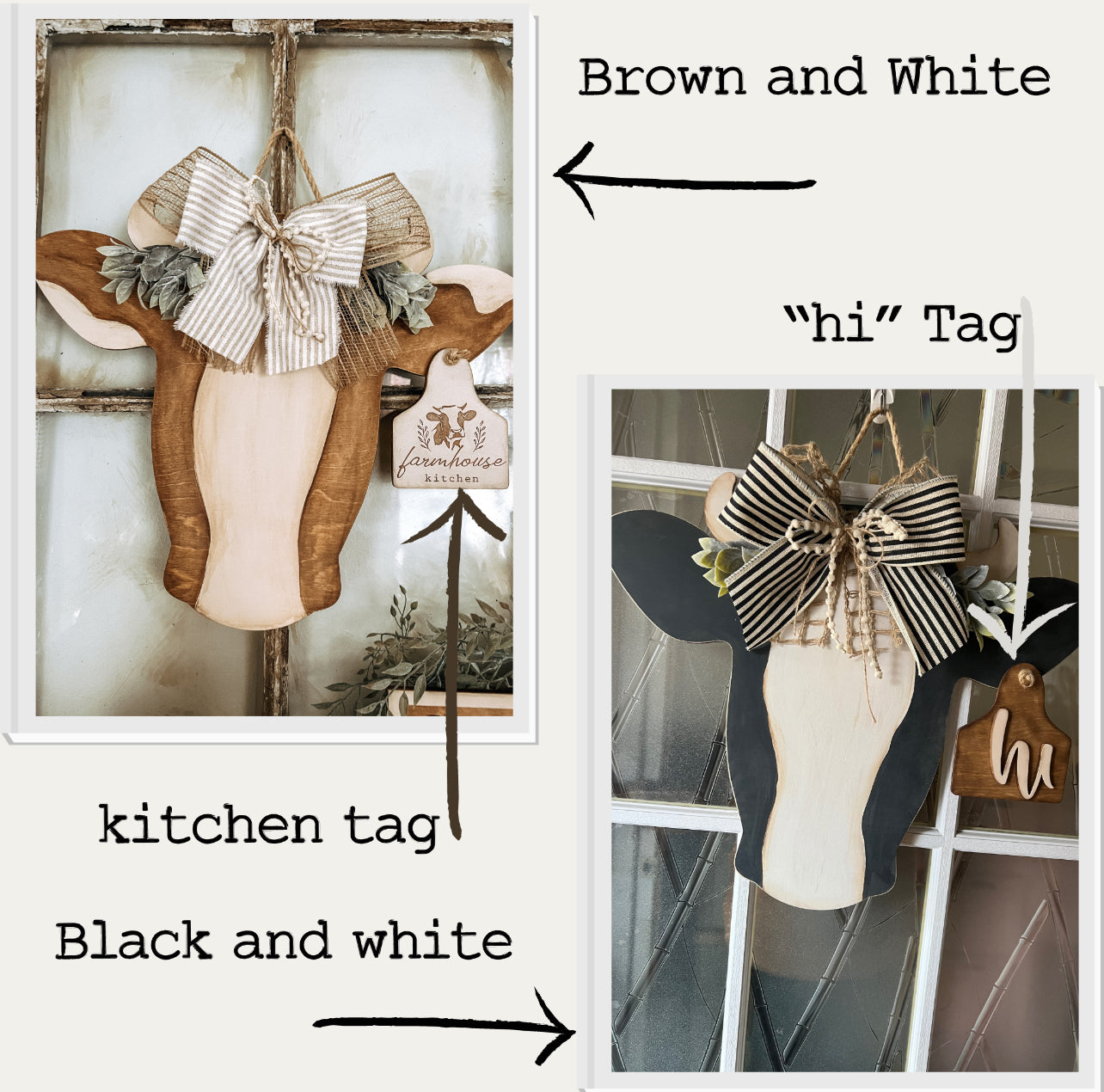 Farmhouse Cow Door Hanger DIY Home Kit - WOOD BLANK ONLY - NO PAINT/GLUE INCLUDED