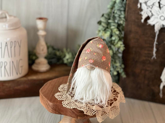 Coral Beige Floral Gnome