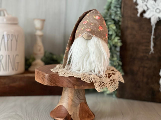 Coral Beige Floral Gnome