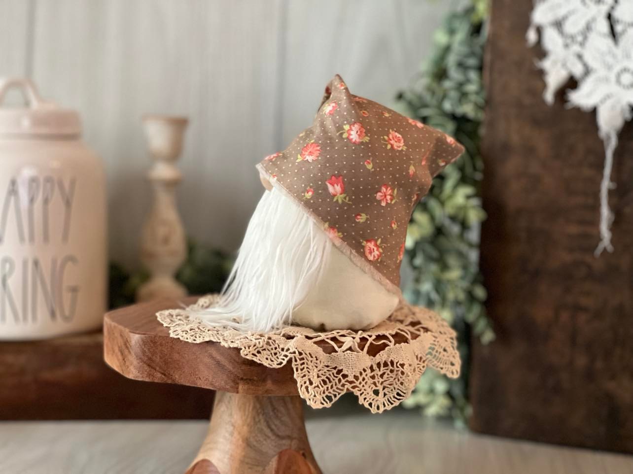 Coral Beige Floral Gnome