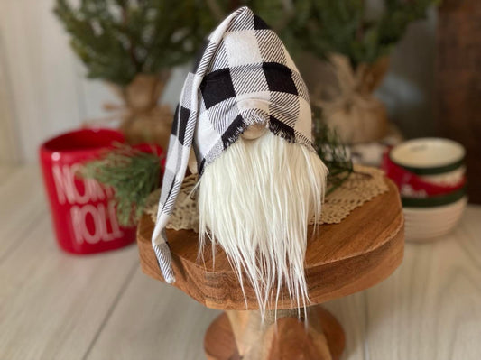 Black/White Buffalo Plaid Gnome