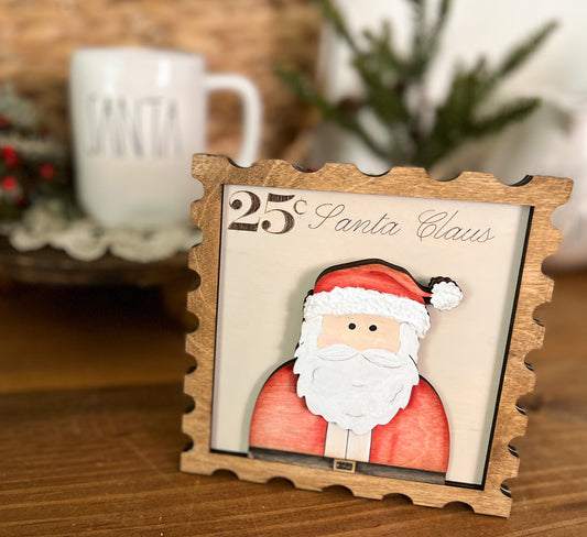 Santa & Mrs. Claus (RED) 3D postage wood sign