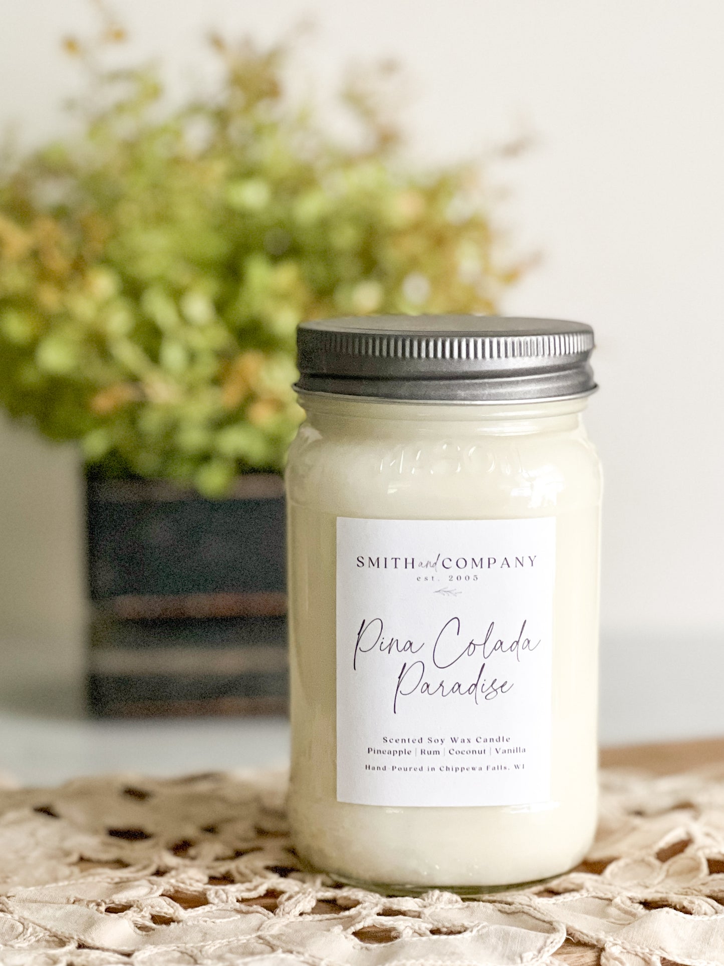 Pina Colada Paradise Soy Mason Jar Candle 16 oz