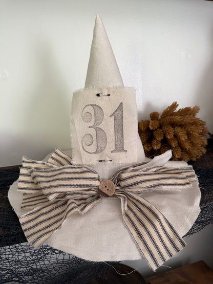 Farmhouse ticking White Witch Hat