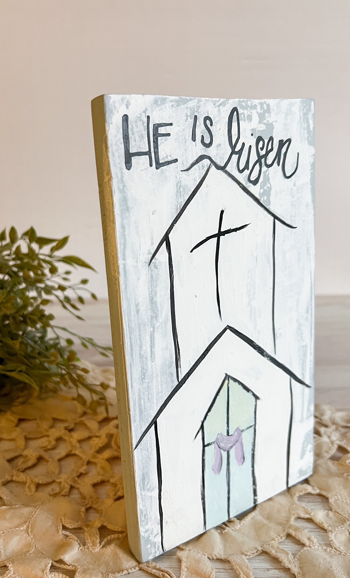 Hand painted Religious Easter wooden sign