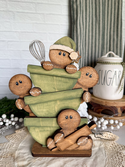 Gingerbread Stacked Bowl Shelf Sitter - DIY Home Kit