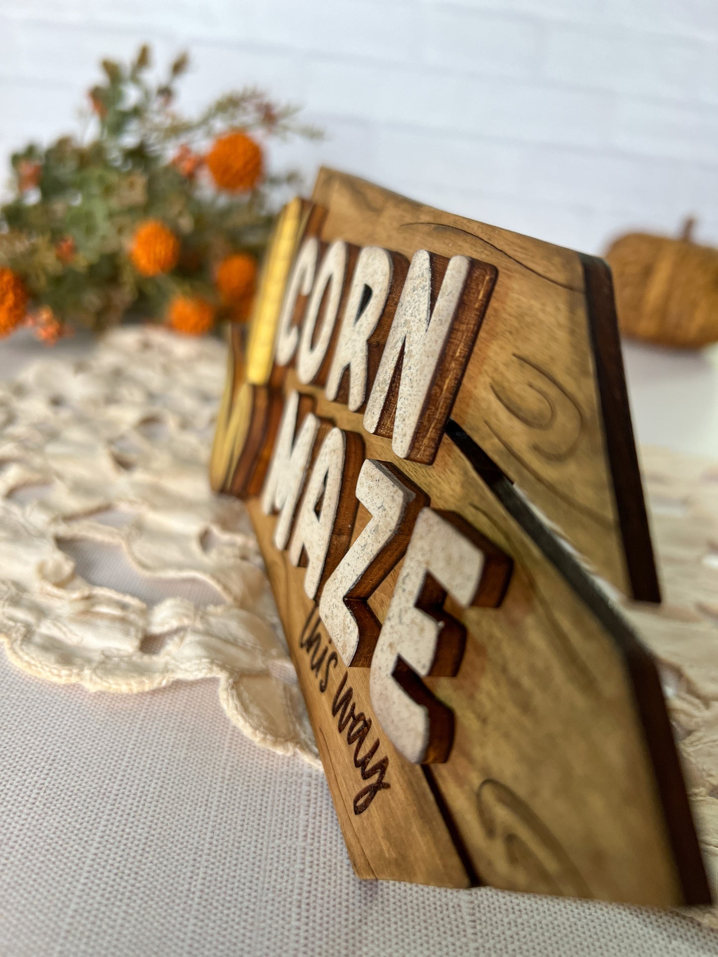 Corn Maze Fall Wooden 3D sign