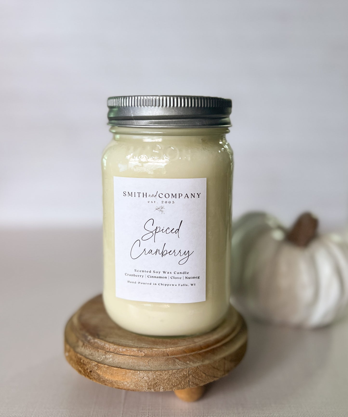 Spiced Cranberry Mason Jar Soy Candle 16oz