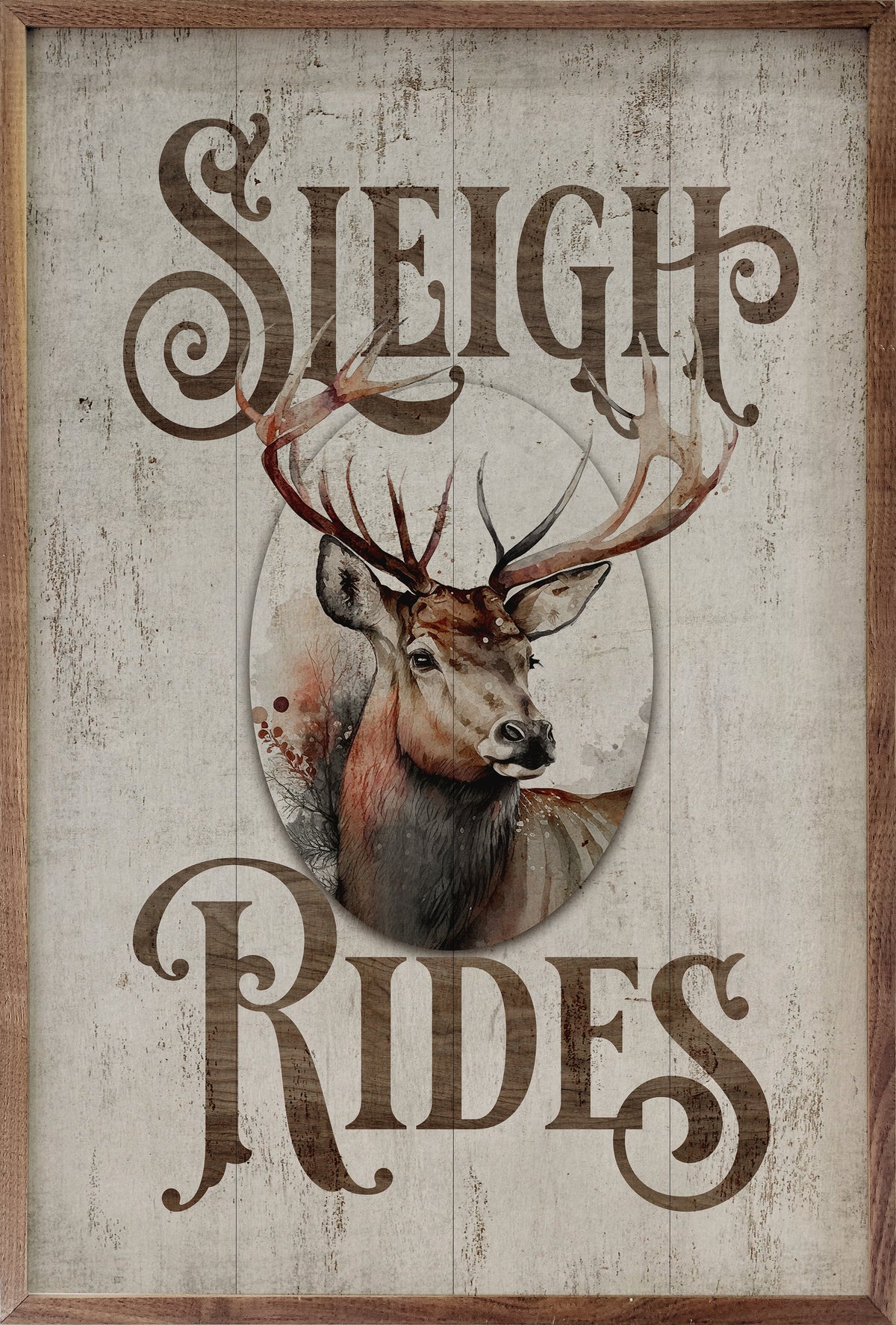 Sleigh Rides Reindeer Classic Whitewash