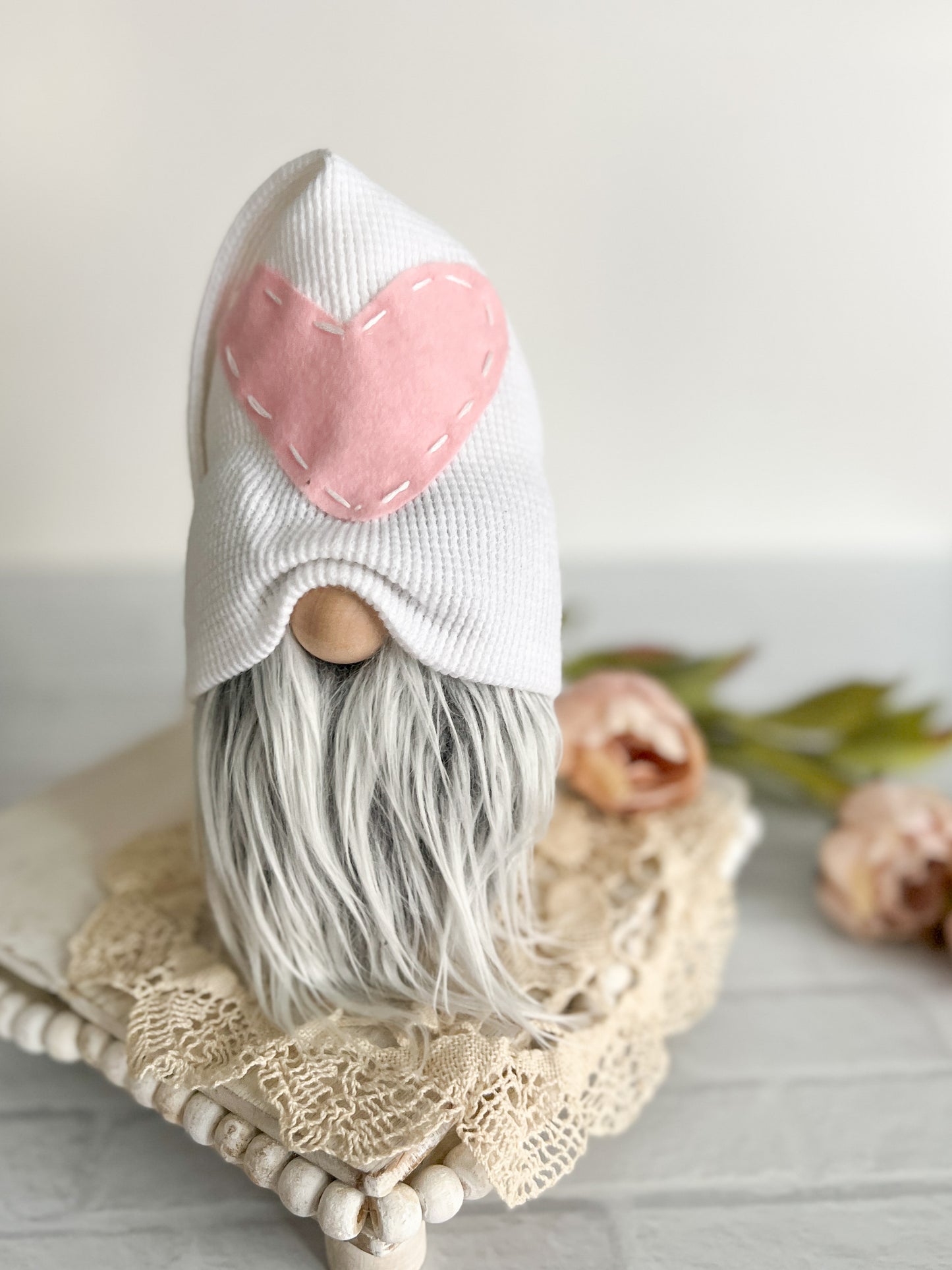 Valentine's stitched heart Fabric Gnome