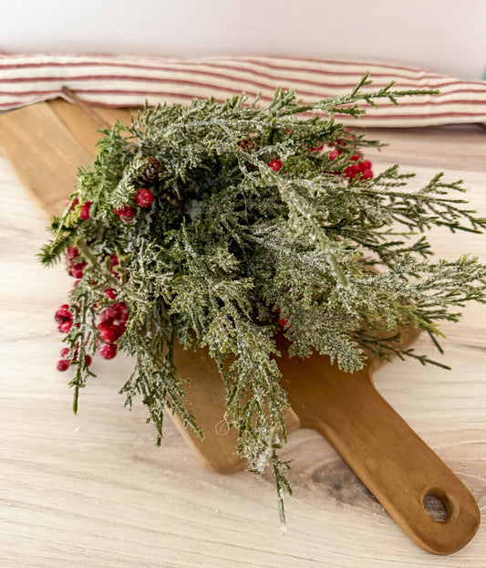Berry Cedar Frosted Greenery Pick 18"