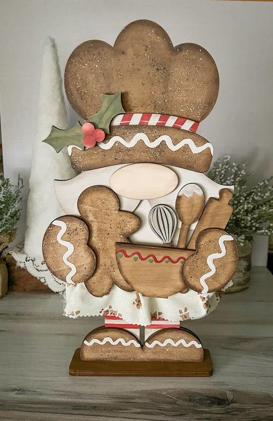 Gingerbread Baker Gnome 16” 3D Shelf Sitter - FINISHED PRODUCT