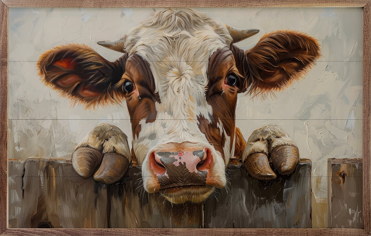 Cow On The Fence By Petals Prints Design