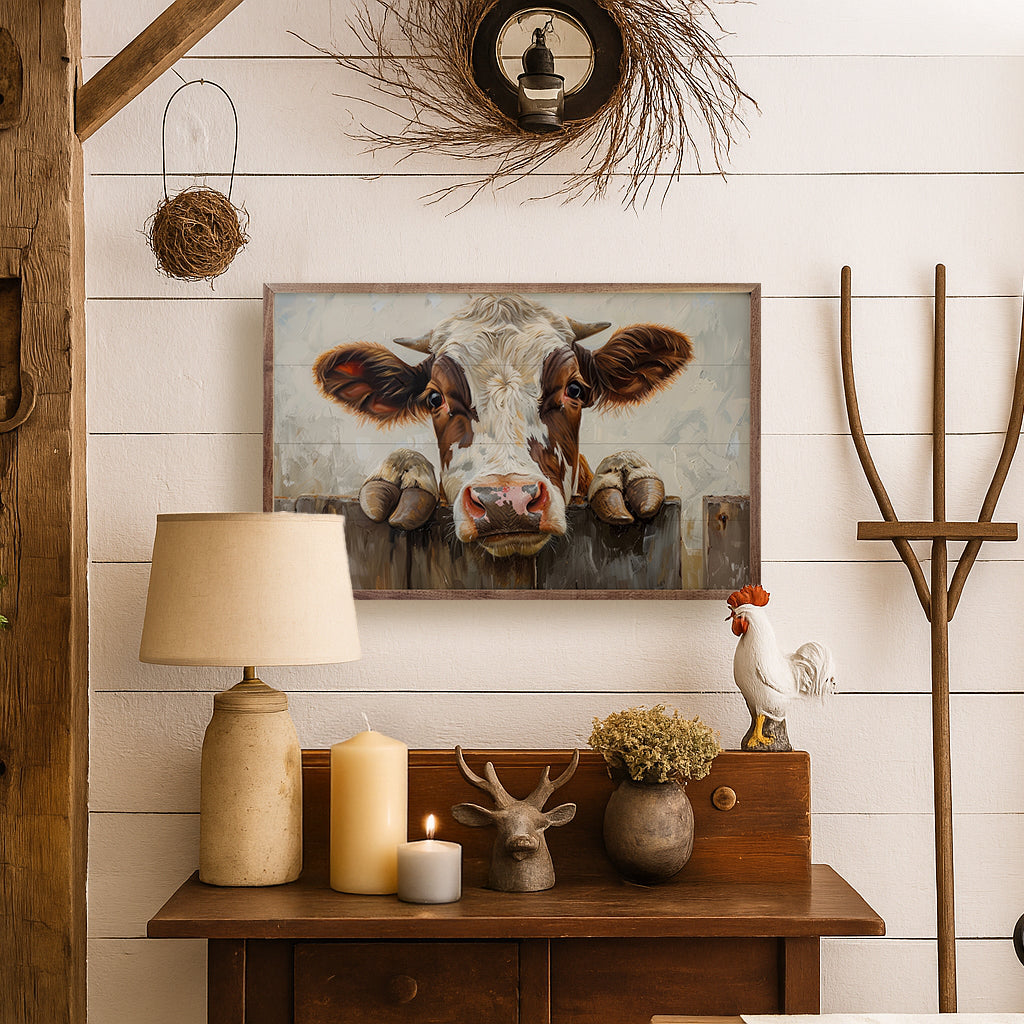 Cow On The Fence By Petals Prints Design