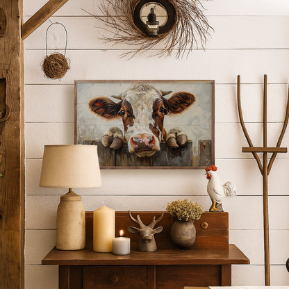 Cow On The Fence By Petals Prints Design