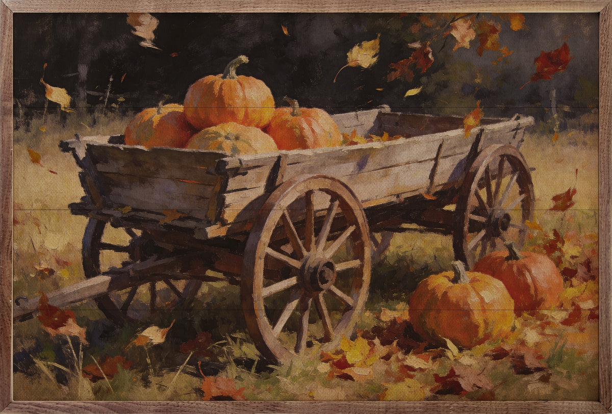 Rustic Harvest Wagon With Pumpkins