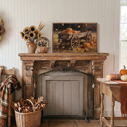 Rustic Harvest Wagon With Pumpkins