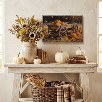 Rustic Harvest Wagon With Pumpkins